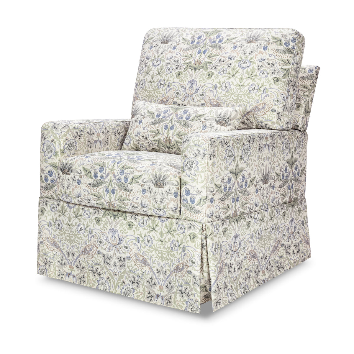 Morris & Co. x Namesake Crawford Pillowback Comfort Swivel Glider Strawberry Thief in Fig & Thyme
