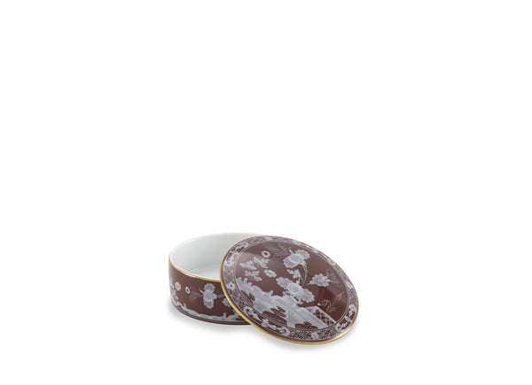 Ginori Oriente Italiano Round Box With Cover in Castagna