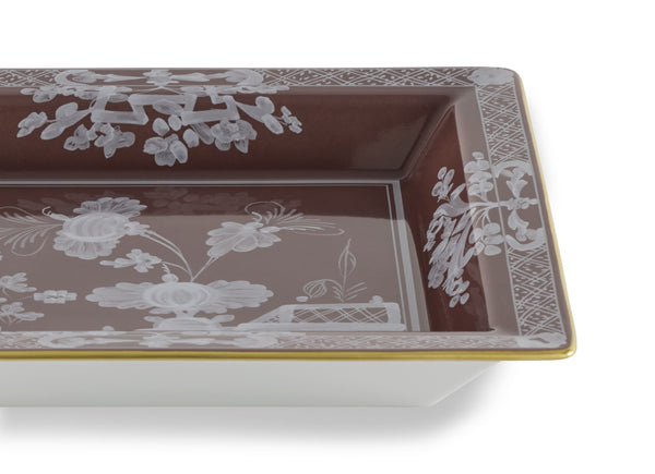 Oriente Italiano Oggetti Large Squared Change Tray in Castagna