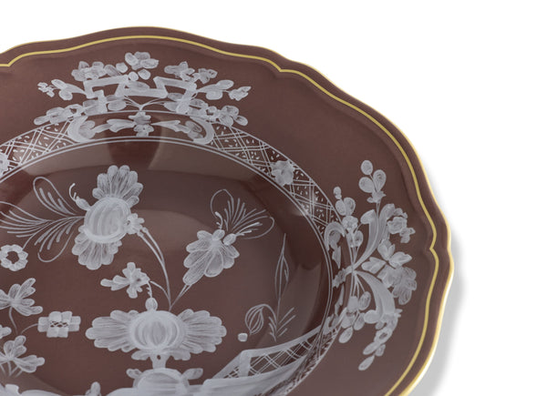 Oriente Italiano Antico Doccia Soup Plate in Castagna