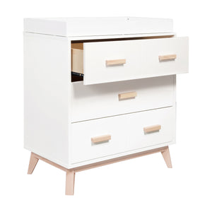 Scoot 3-Drawer Changer Dresser with Removable Changing Tray in White & Washed Natural