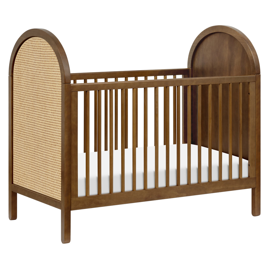 Bondi Cane 3-in-1 Convertible Crib with Toddler Bed Conversion Kit in Natural Walnut with Natural Cane