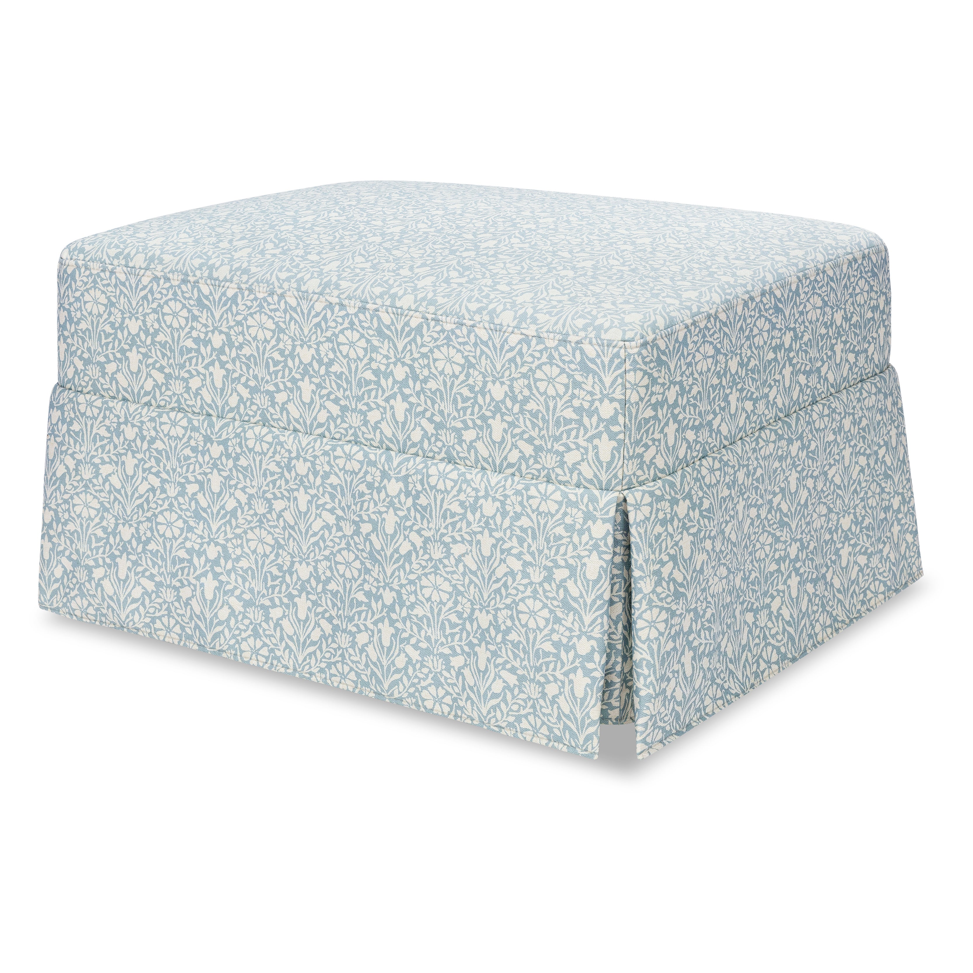 Morris & Co. x Namesake Crawford Gliding Ottoman Bellflowers in Powdered Blue