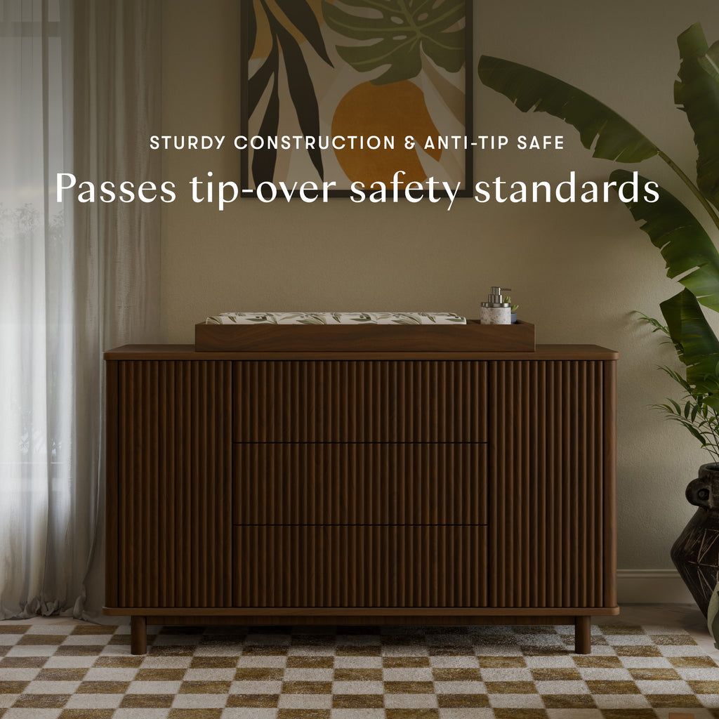 Pogo Tambour Extra Wide Assembled Dresser (58") in Natural Walnut