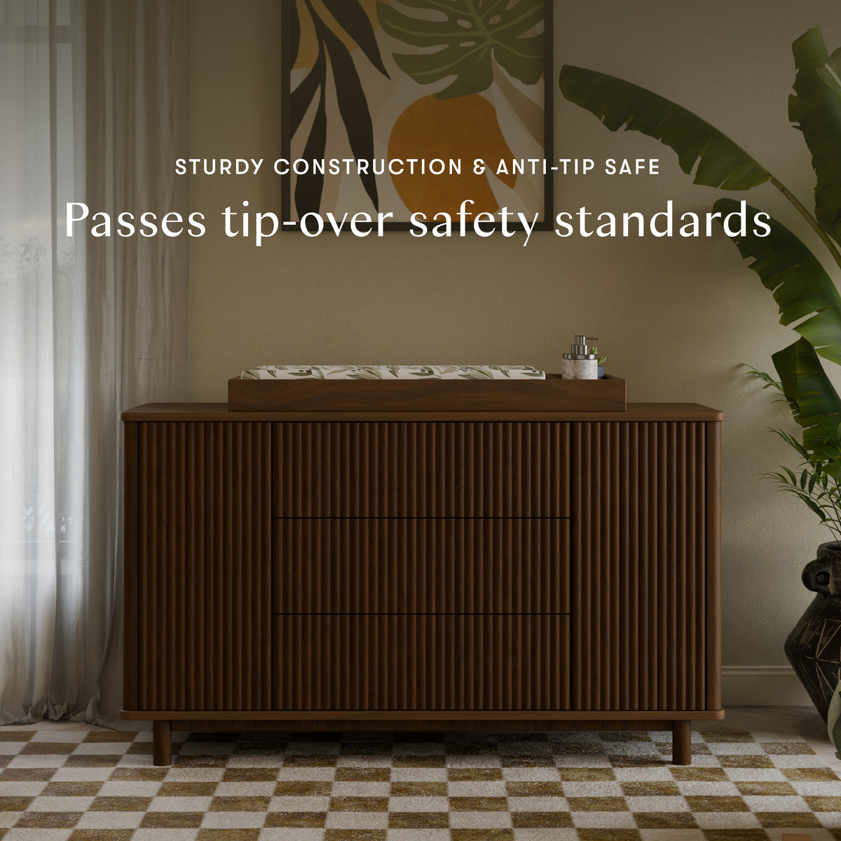 Pogo Tambour Assembled Dresser in Natural Walnut