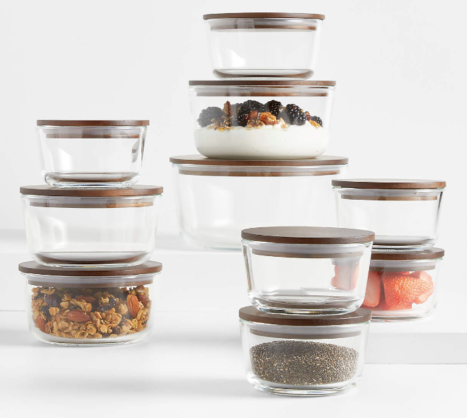 20-Piece Round Glass Food Storage Container Set