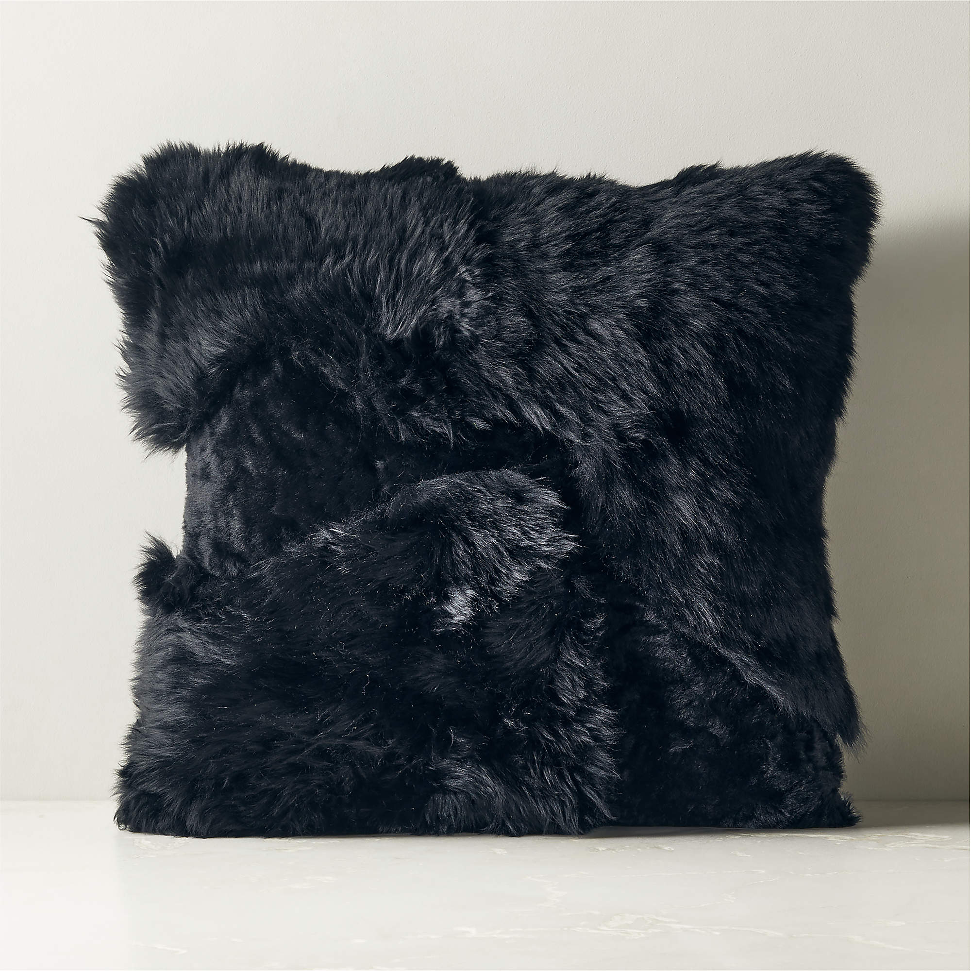 Connect Black Sheepskin Throw Pillow Cover 20"