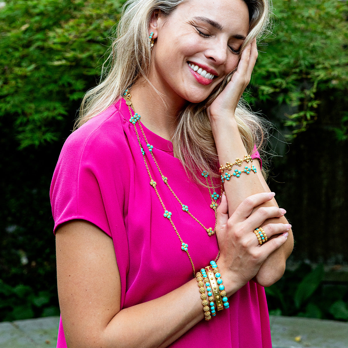 Berry Clover Link Bracelet in Turquoise