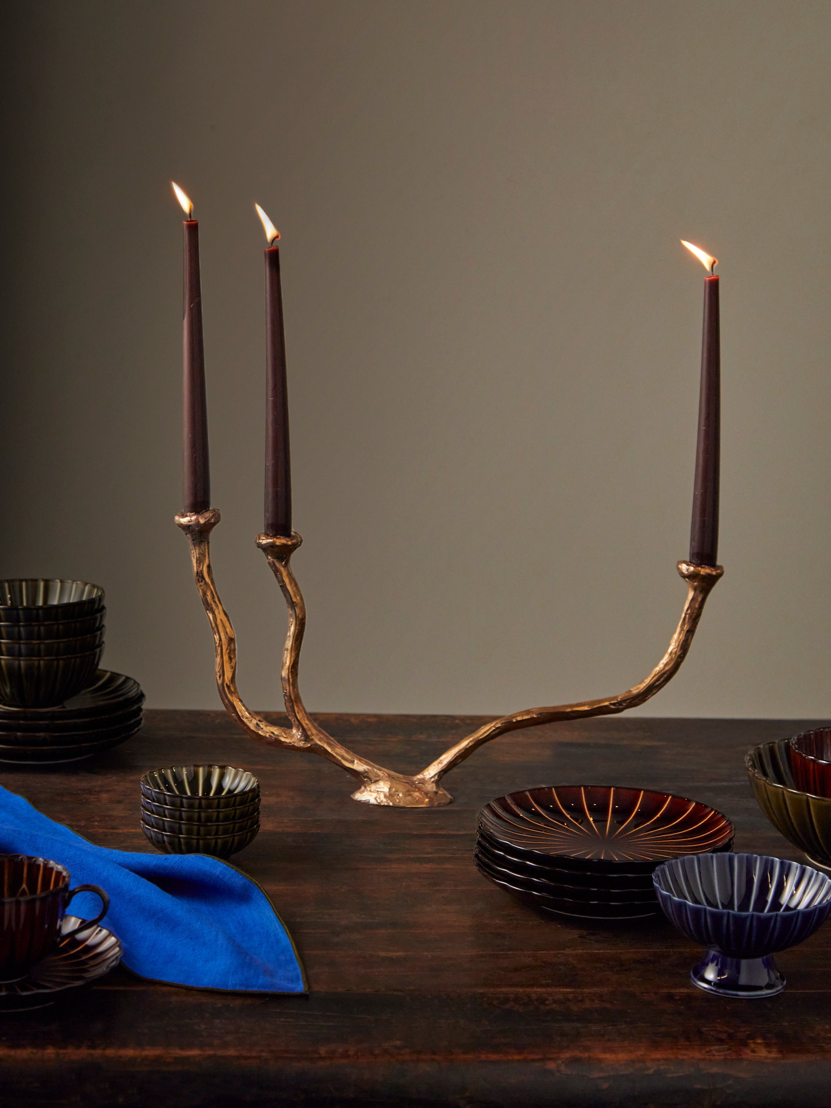 Alga Hand-Cast Bronze Candle Holder