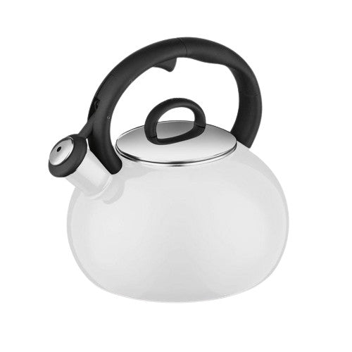 Aura 2 Quart Enamel Teakettle in White