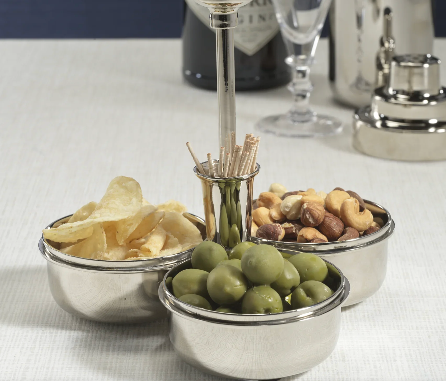 Basso Condiment Trio with Cocktail Pick Holder