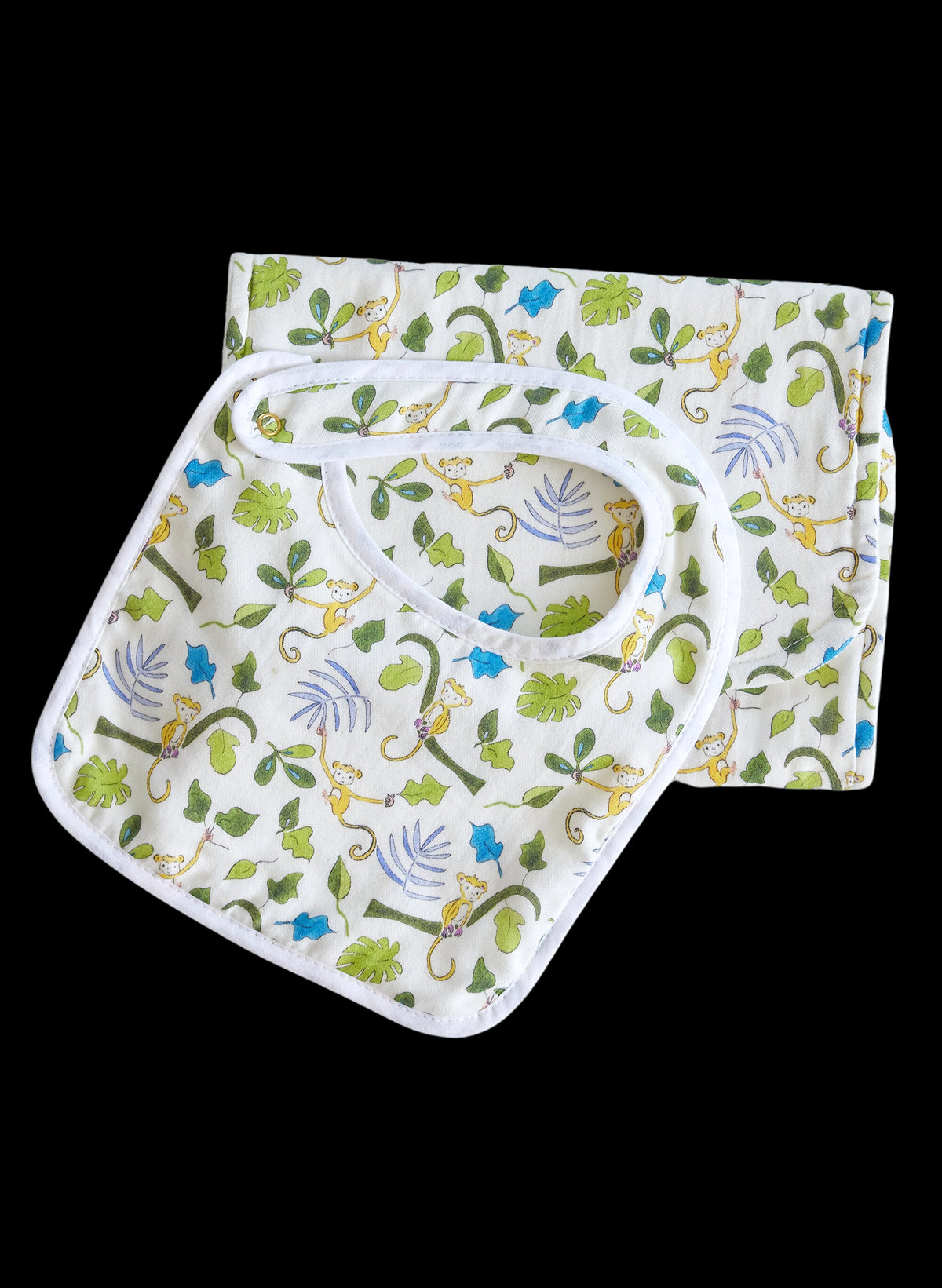 Happy Monkey Bib and Burp Cloth Set