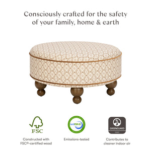 Astre Ottoman by Nate Berkus in Performance Bronze Star Eco-Crossweave with Toffee Feet