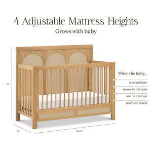 Eloise 4-in-1 Convertible Crib in Honey and Performance Sand Eco-Weave