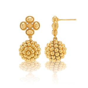 Berry Clover Drop Earrings in Gold