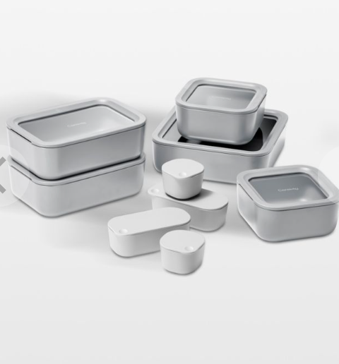 Caraway Gray 14-piece Glass Food Storage Set