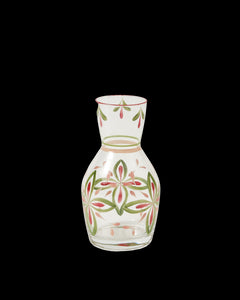 Hand Painted Carafe, Green and Pink