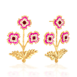 Dianthus Convertible Bouquet Post Earrings in Enamel/Jade