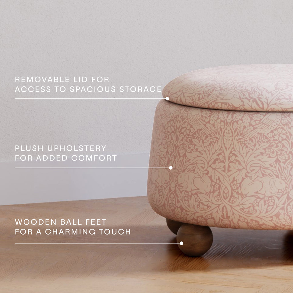 Morris & Co. x Namesake Tuffet Storage Ottoman Pure Brer Rabbit in Rose