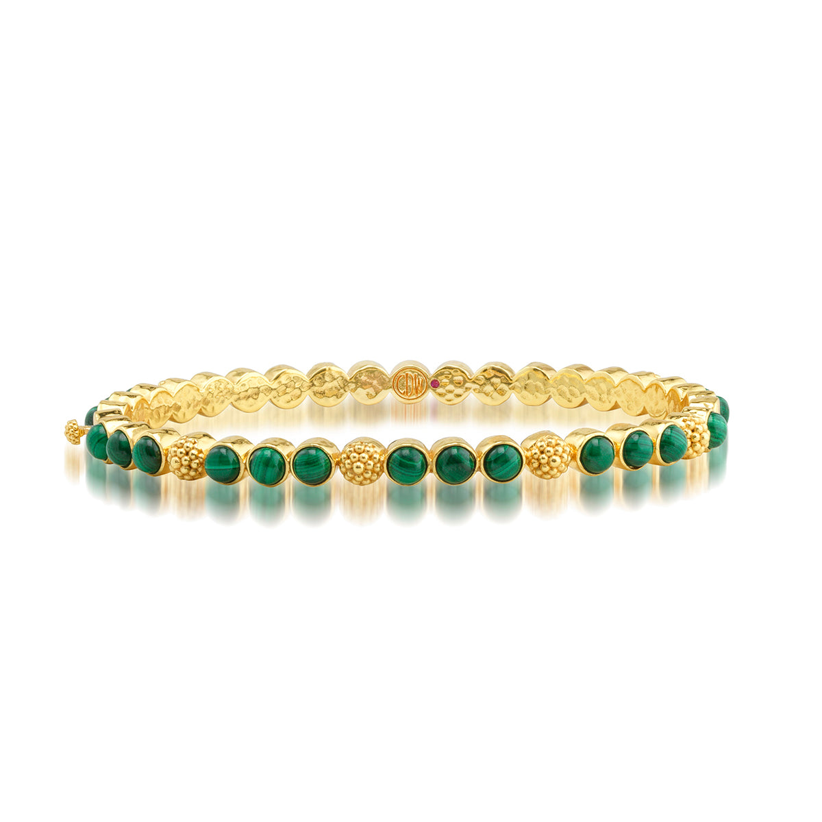 Berry Gem Petite Hinged Bangle in Malachite