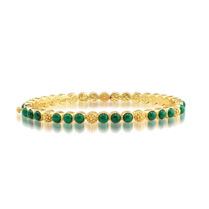 Berry Gem Petite Hinged Bangle in Malachite