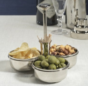 Basso Condiment Trio with Cocktail Pick Holder