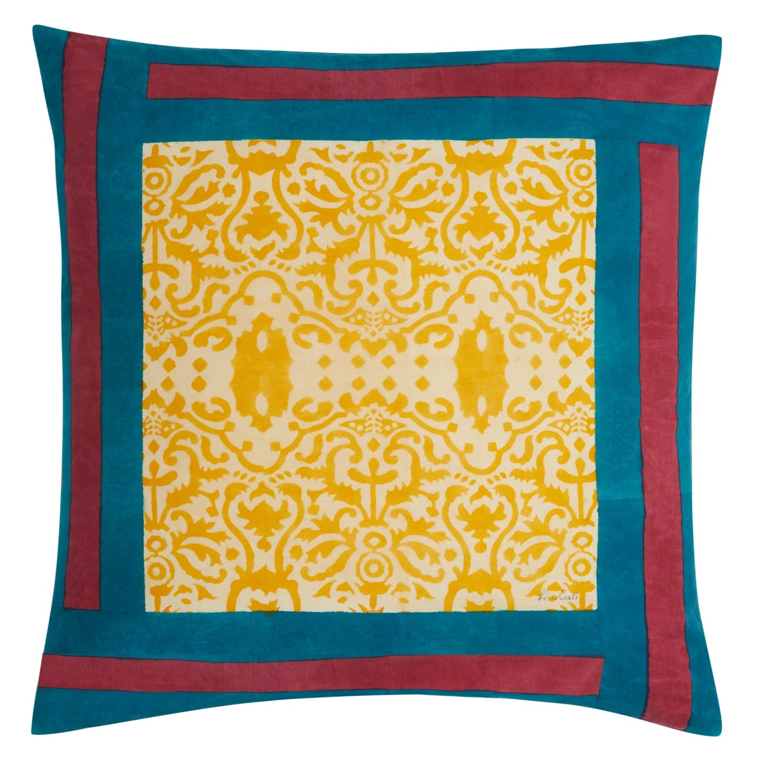 cotton cushion cover 60x60cm damask design gold