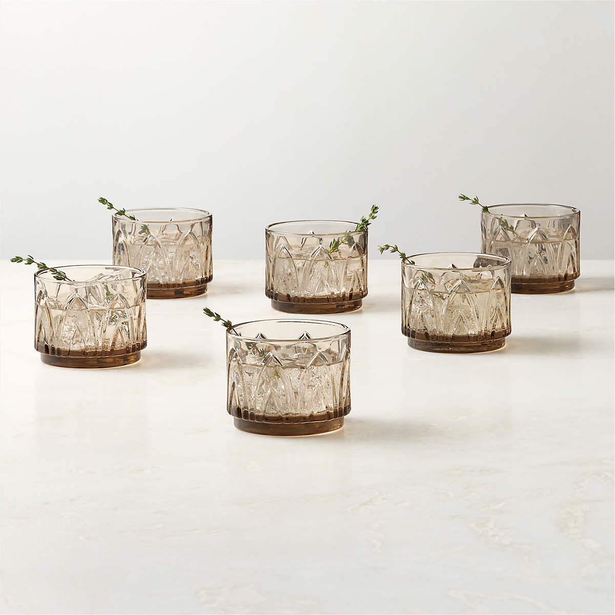 Buchanan Smoked Stacking Double Old-Fashioned Glasses Set of 6
