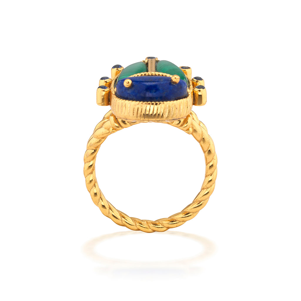 Scarab Grande Ring in Lapis/Malachite