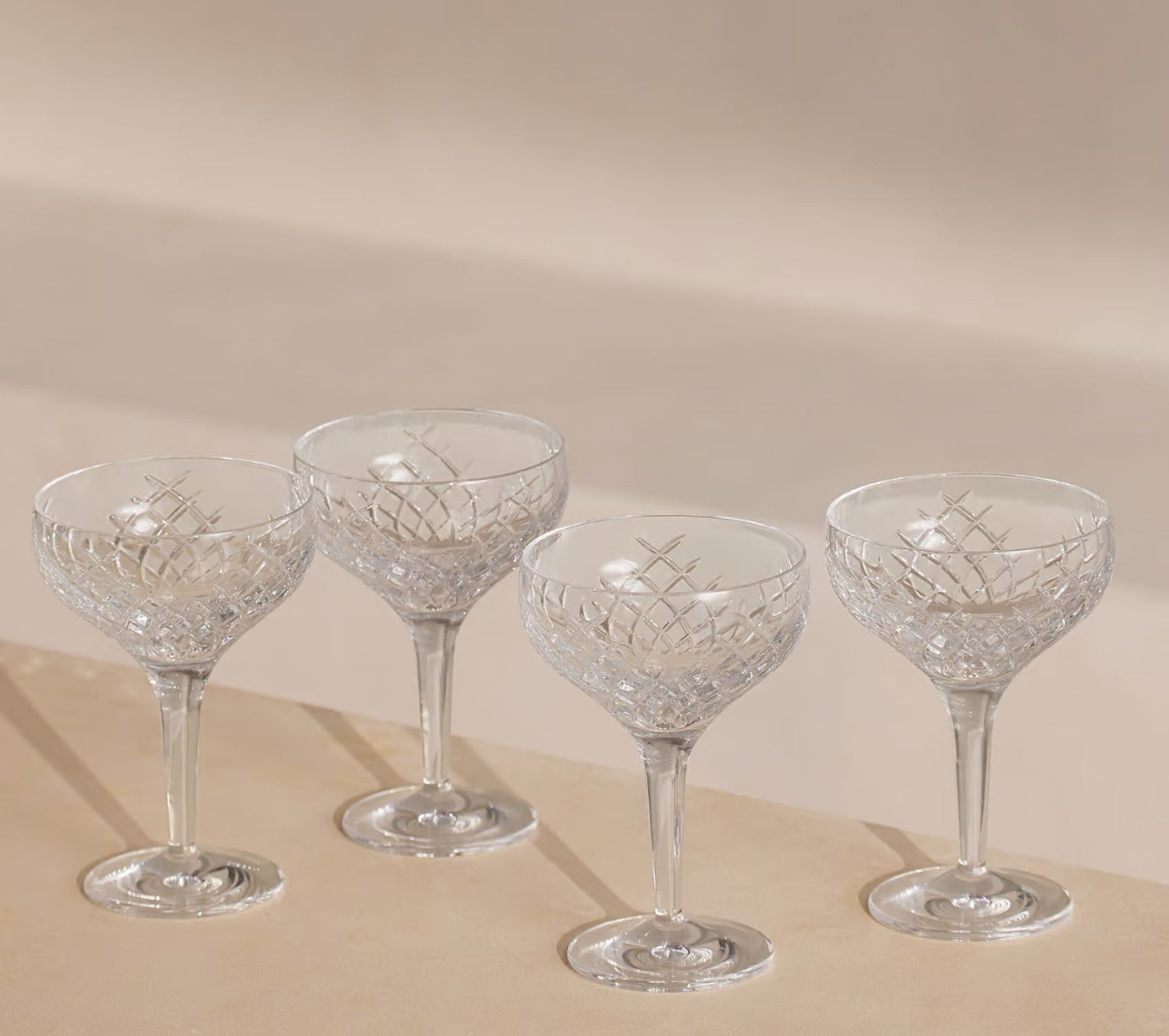 Barwell Cut Crystal Coupe, Set of Four