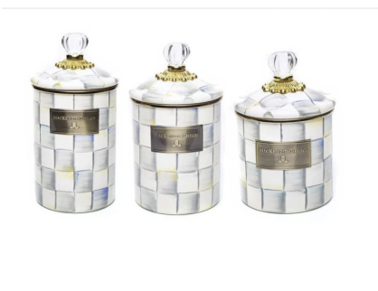 Sterling Check Enamel Canisters