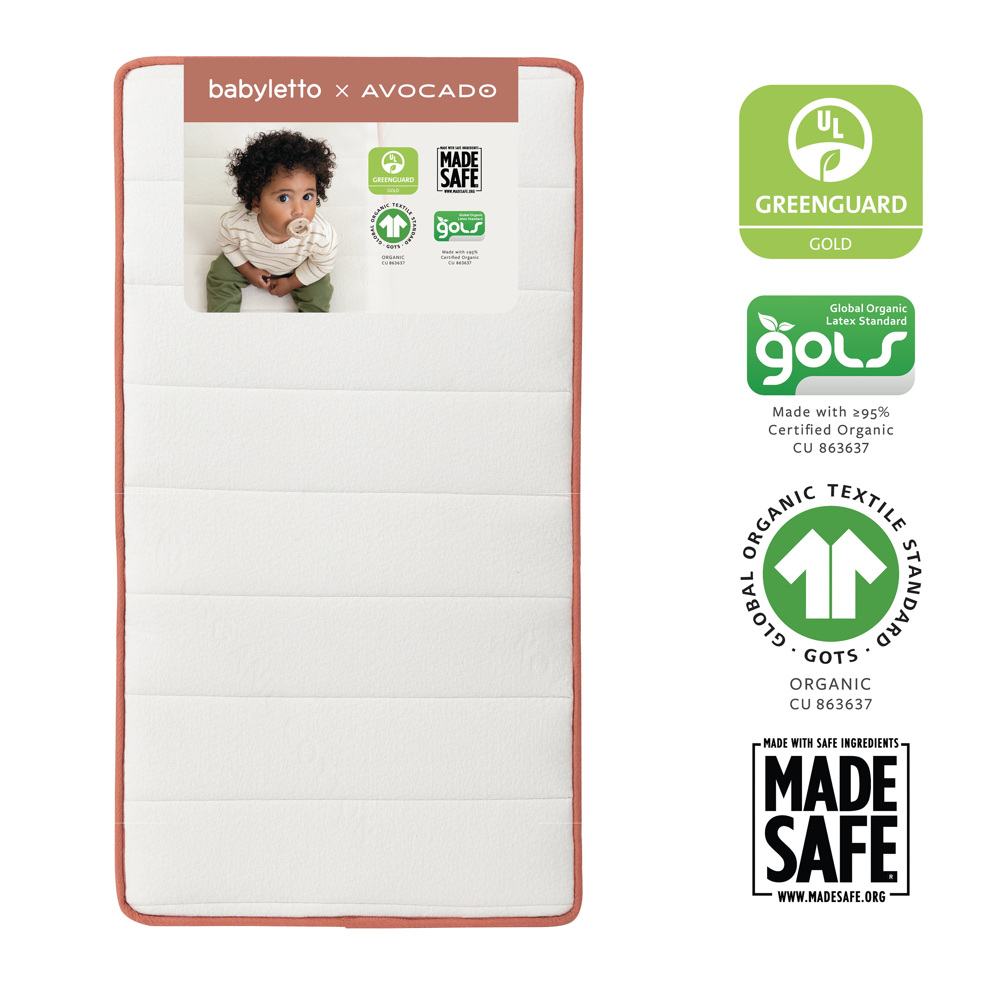 babyletto x Avocado Dual-stage, Organic & Non-Toxic Crib Mattress in White