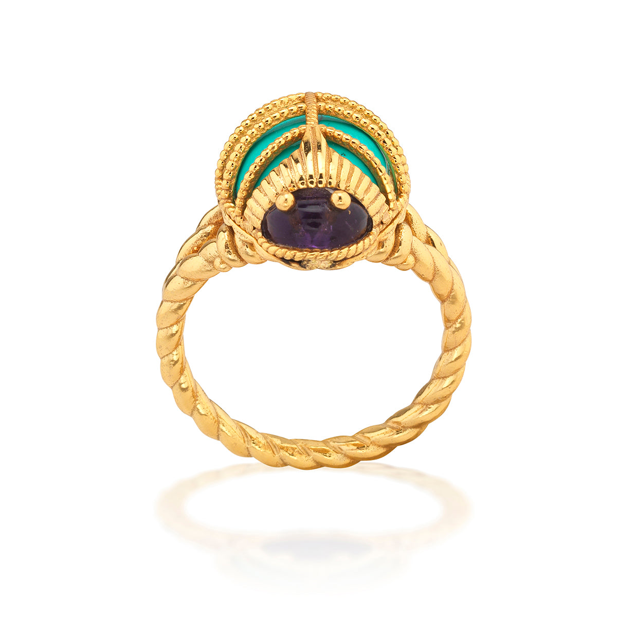 Scarab Petite Ring in Amethyst/Turquoise