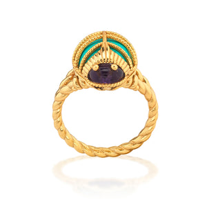 Scarab Petite Ring in Amethyst/Turquoise
