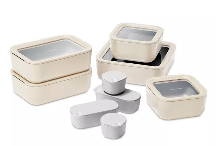 Caraway14-Piece Ceramic Coated Glass Food Storage Set