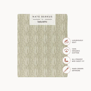 All-Stages® Midi Crib Sheet in GOTS Certified Organic Brushed Cotton by Nate Berkus in Juniper Stripe