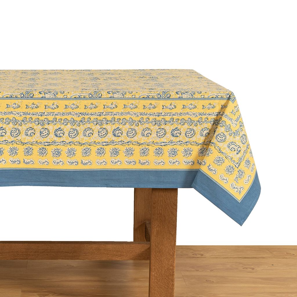 La Mer Tablecloth in Blue & Yellow