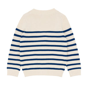 Unisex Breton Stripe V-Neck Knit Cardigan