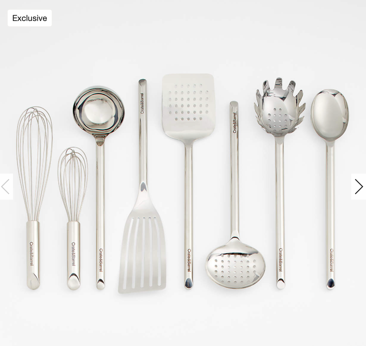 Crate & Barrel Stainless Utensils, Set of 8
