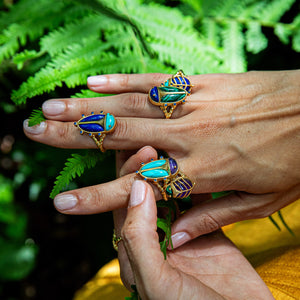 Scarab Grande Ring in Amethyst/Turquoise