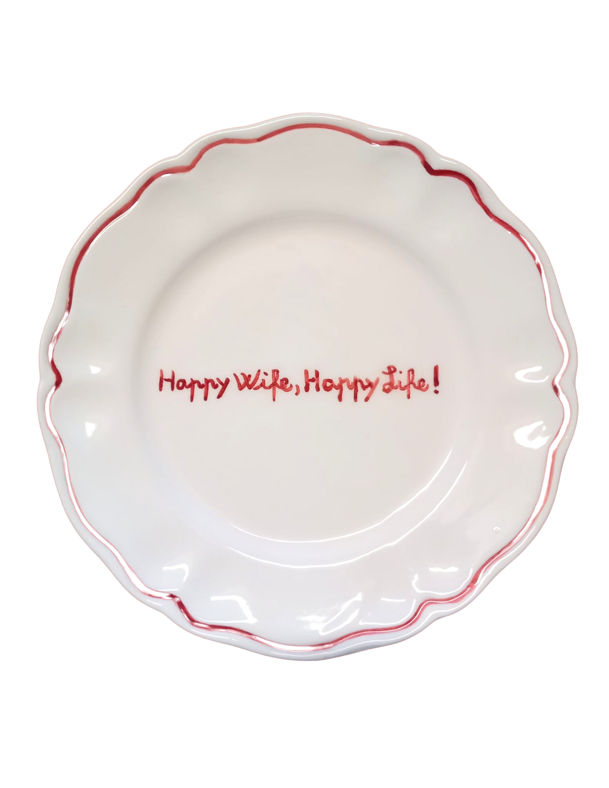 Happy Wife, Happy Life! Scalloped Plate, Set of 6
