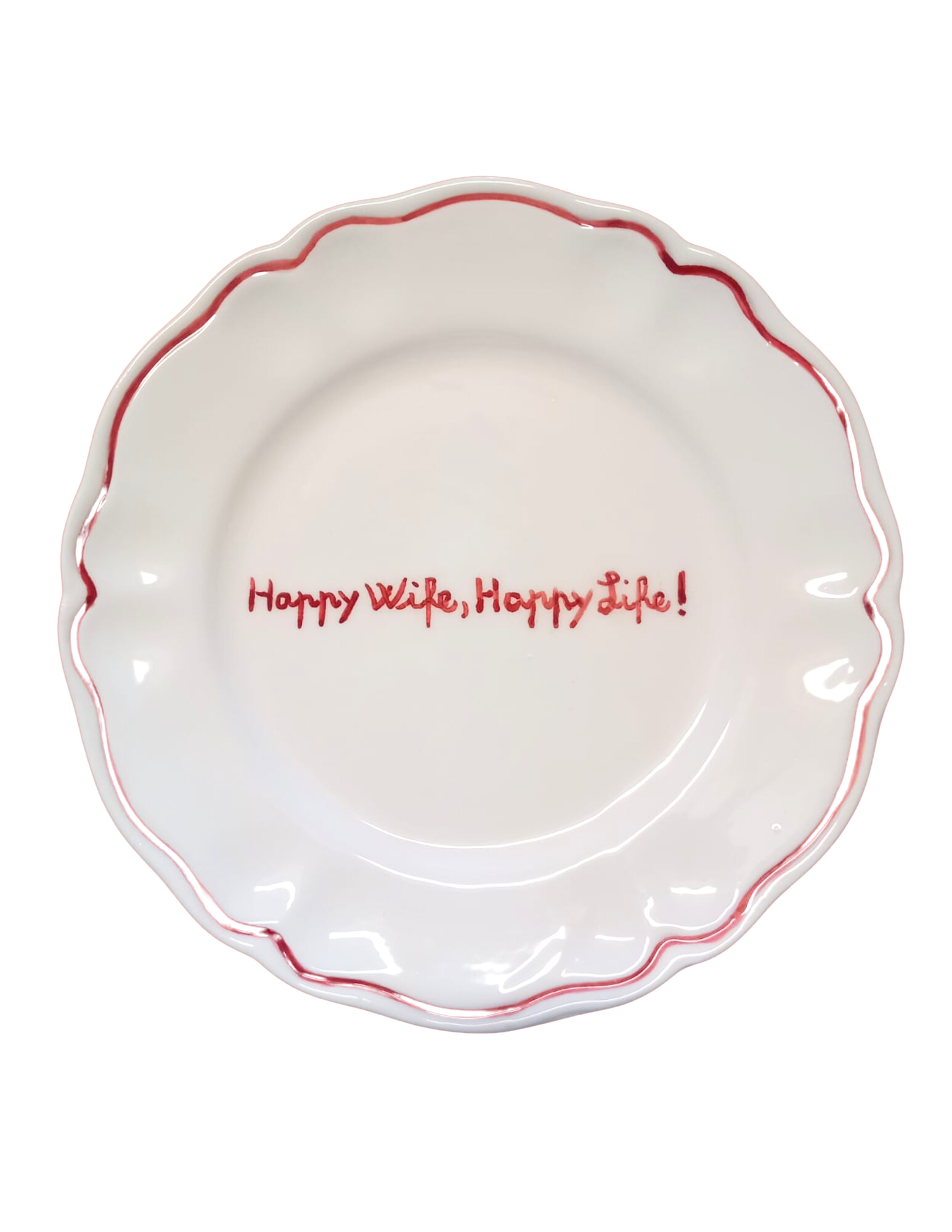 Happy Wife, Happy Life! Scalloped Plate, Set of 6