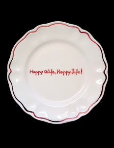 Happy Wife, Happy Life! Scalloped Plate, Set of 6