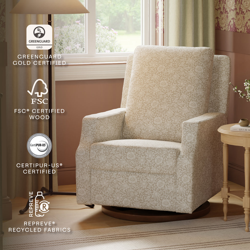 Morris & Co. x Namesake Crewe Recliner and Swivel Glider Mallow in Ash