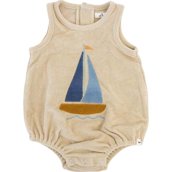 Denim Sailboat Terry Applique Terry Bubble, Sand