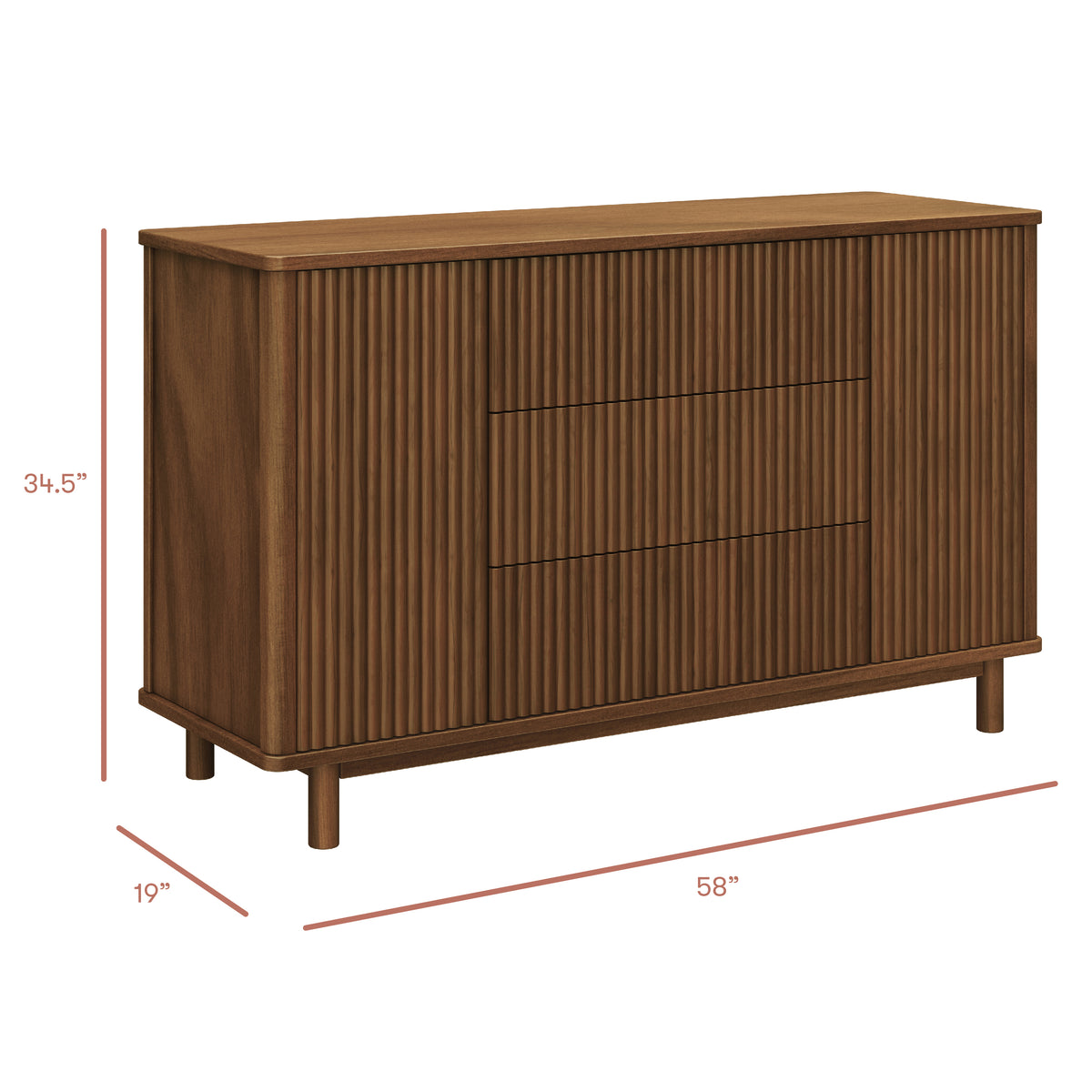 Pogo Tambour Assembled Dresser in Natural Walnut