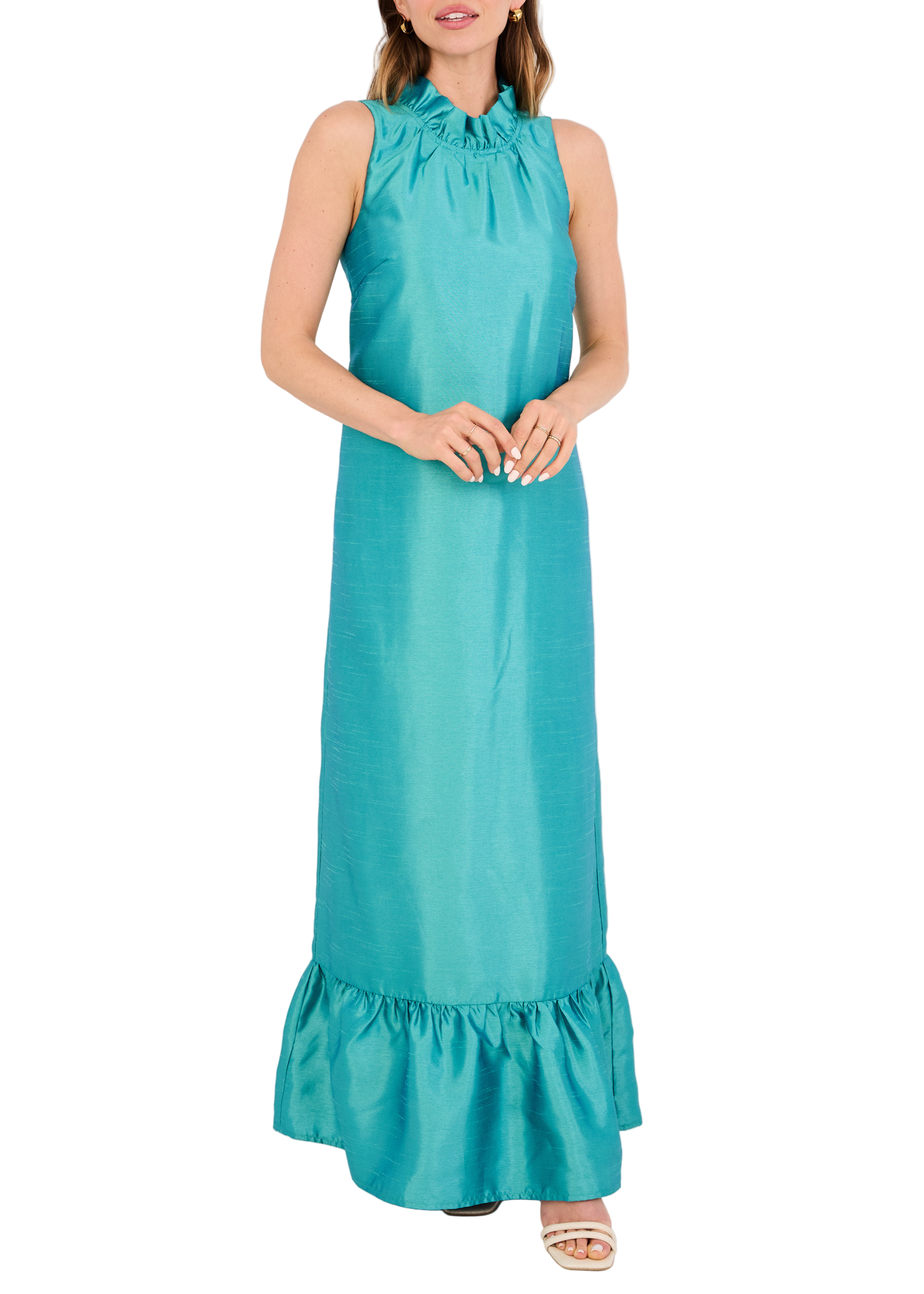 Camille Gown in Teal Dupioni