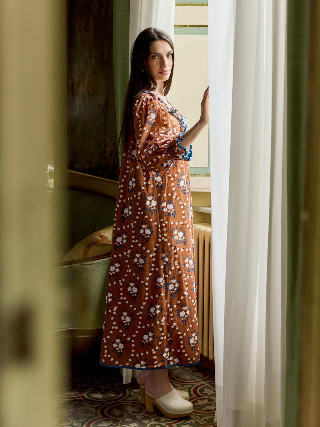 House Dress in Marigold Honey Floral