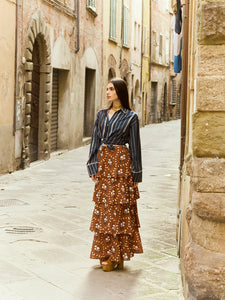 Brenda Tiered Skirt in Marigold Honey Floral