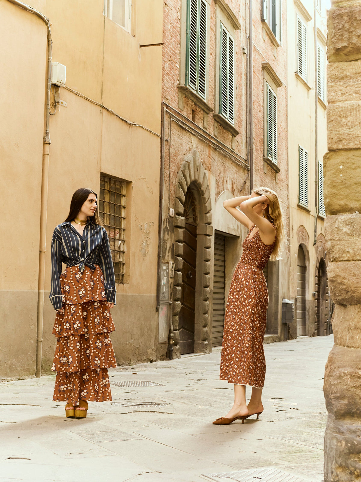 Brenda Tiered Skirt in Marigold Honey Floral